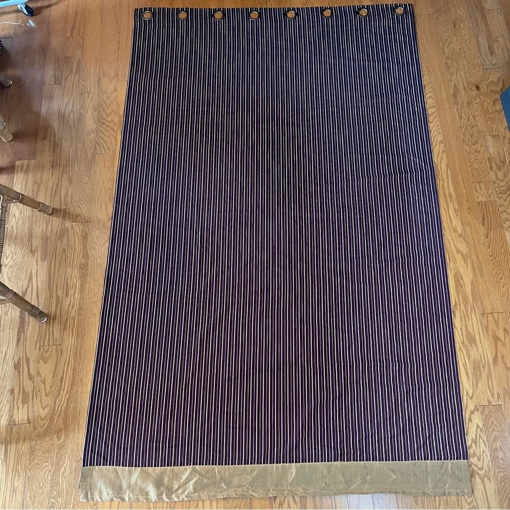 Maroon Burgandy Gold Striped Curtain Panel with Grommets 3‎ panels